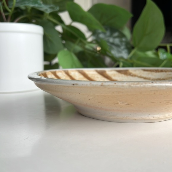 Handmade Striped Pottery Bowl Catchall Decor Vintage - Picture 5 of 16